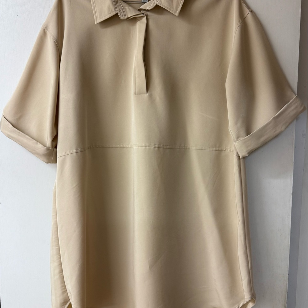 Worthington Women’s Tan Slip Dress. Knee length Size‎ XXL. Classy Cuffed sleeves